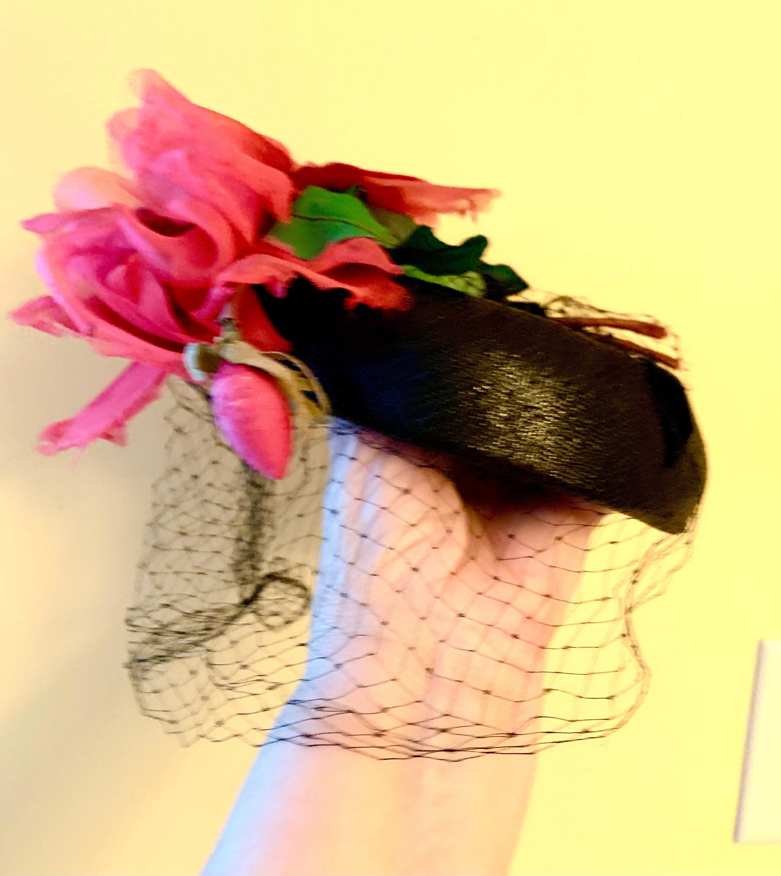 Vintage Pill Box Hat Amy New York Black With Front Veil 