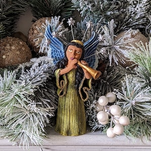 Angel Flutist | Angel Musician Statue is Handmade Original Mexican Folk Art from Oaxaca | Collectible Figurine is Heavenly Choir Member #4