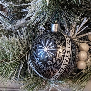 Christmas Tree Ornament #13, Hand Painted Wood Ornament for Christmas Tree | Mexican Holiday Decor featuring festive patterns & bold colors