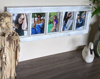 Rustic Wood Picture Frame for Five 5x7 Photos, Farmhouse Decor