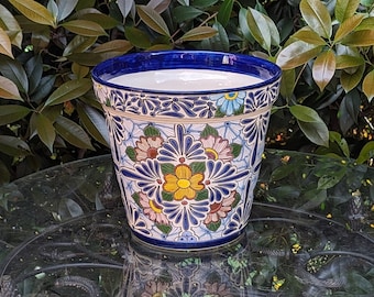 Marisela Flower Pot | 10.5" Round Ceramic Planter is Handmade Mexican Pottery for Outdoor Garden Decor, Indoor Home Decor, or Centerpiece