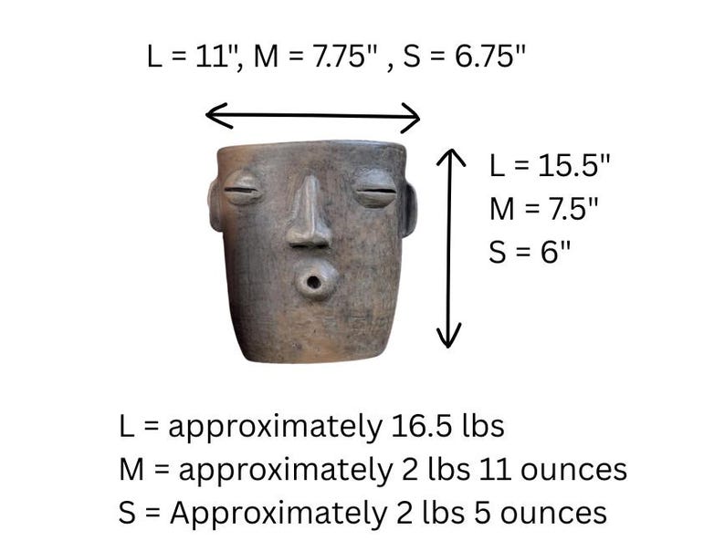Smoked Big Face Planter & Whistler Flower Pot, Handmade Mexican Pottery of Atzompa Mexico, Home Decor  Indoor Outdoor Decor, Substantial Plant Pot by luv2brd.etsy.com