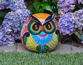 Talavera Planter Colorful Owl Flower Pot, Ceramic Planter Talavera Pottery, Indoor or Outdoor Planter, Garden Decor Mexican Planter