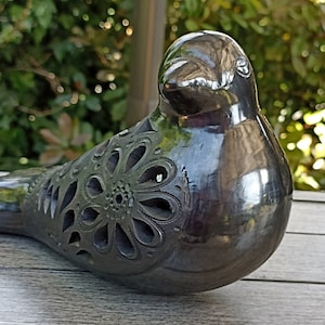 Dove Mexican Pottery Home Decor, Barro Negro, Handmade Black Clay  from San Bartolo near Oaxaca, Mexico