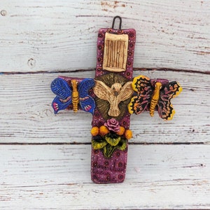 Handmade Cross Wall Art | This Artistic Home Decor is Original Mexican Folk Art by Jose Juan Aguilar from Oaxaca | Crucifix #4 of 14 Crosses