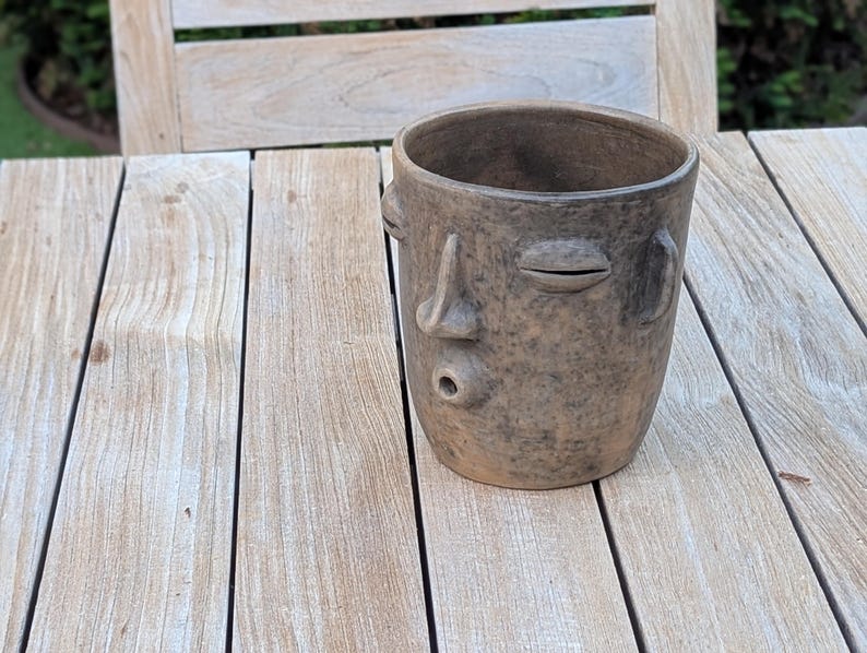 Smoked Big Face Planter & Whistler Flower Pot, Handmade Mexican Pottery of Atzompa Mexico, Home Decor  Indoor Outdoor Decor, Substantial Plant Potby luv2brd.etsy.com