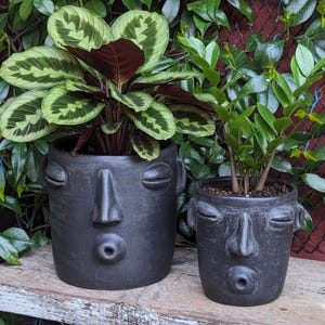 Whistler Planter & Black Flower Pot is Handmade Mexican Clay Pottery from Atzompa, Mexico