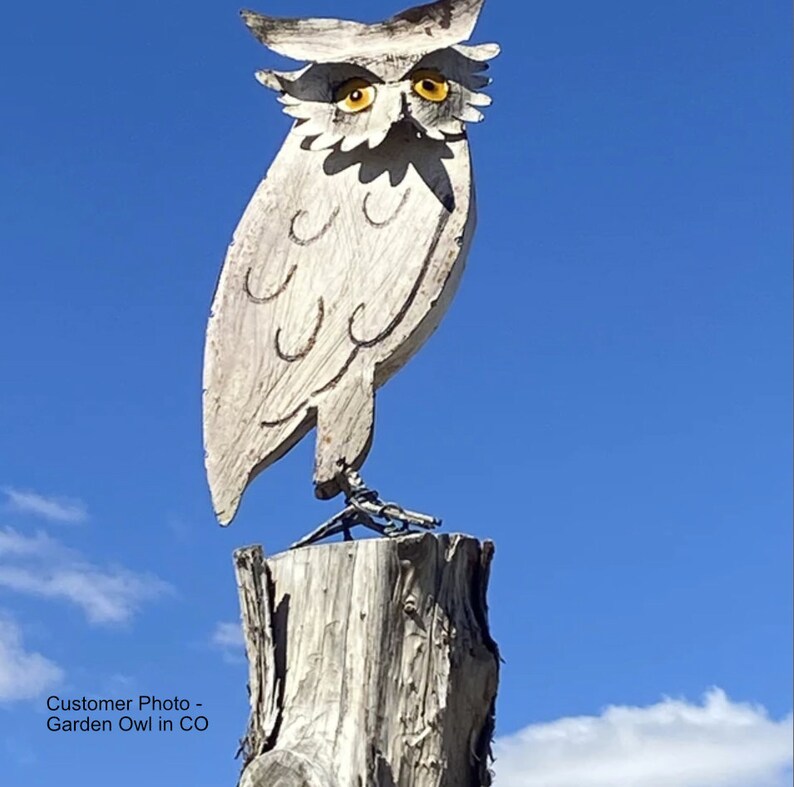 Owl Garden Decor Metal Owl Statue Outdoor Owl Decoration Etsy