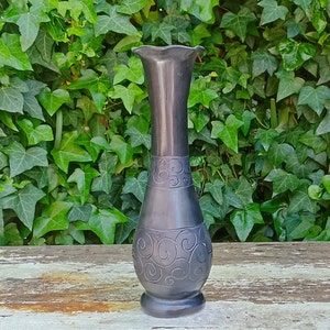 Slim Barro Negro Vase, Handmade Black Clay Mexican Pottery from San Bartolo near Oaxaca, Mexico