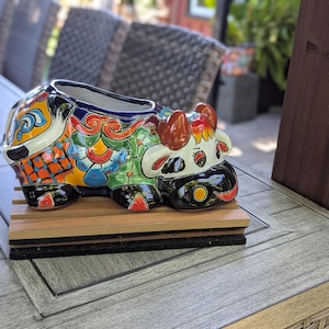 Koeienpot talavera aardewerk | Gebruik een keramische koebloempot voor buiten- of kamerplanten, handgemaakte koeiencadeaus