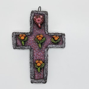 Handmade Gift of Cross Wall Art | This Artistic Home Decor is Original Mexican Folk Art by Jose Juan Aguilar from Oaxaca | Crucifix #1 of 17