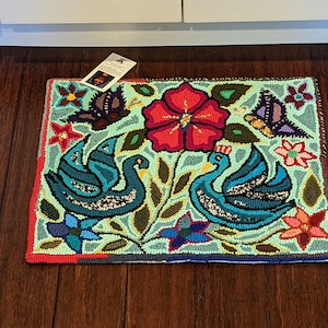 Mayan Tapestry  Textile Wall Art, Cool Hooked Rug  Handmade Authentic Wall Rug of Upcycled Textiles by Maya Women in Guatemala, Mayan Art