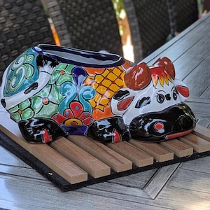 Koeienpot talavera aardewerk | Gebruik een keramische koebloempot voor buiten- of kamerplanten, handgemaakte koeiencadeaus