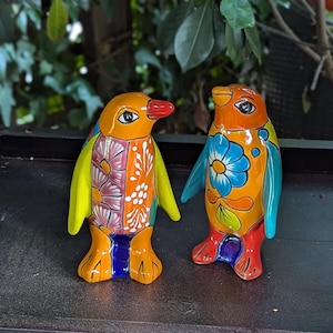 Talavera Penguin Figurines | Hand-Painted Mexican Folk Art