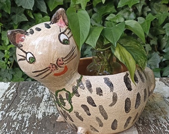 Kattplanter, handgjord terrakotta mexikansk keramik