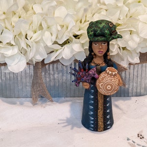 Woman Vendor Mexican Clay Art, Colorful Figurine, Collectible Woman Statuette, Oaxacan Art From Mexico By Jose Juan Aguilar