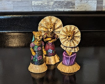 Jaguar Family Figurines | Hand Sculpted Clay & Mexican Folk Art from Oaxaca (Set of 3)