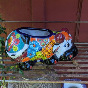 Koeienpot talavera aardewerk | Gebruik een keramische koebloempot voor buiten- of kamerplanten, handgemaakte koeiencadeaus