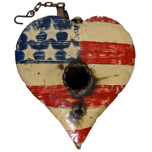 Rustic Metal Birdhouse Unique Patriotic Style, Outdoor or Indoor  Decorative Birdhouse Decor  Handmade in Mexico