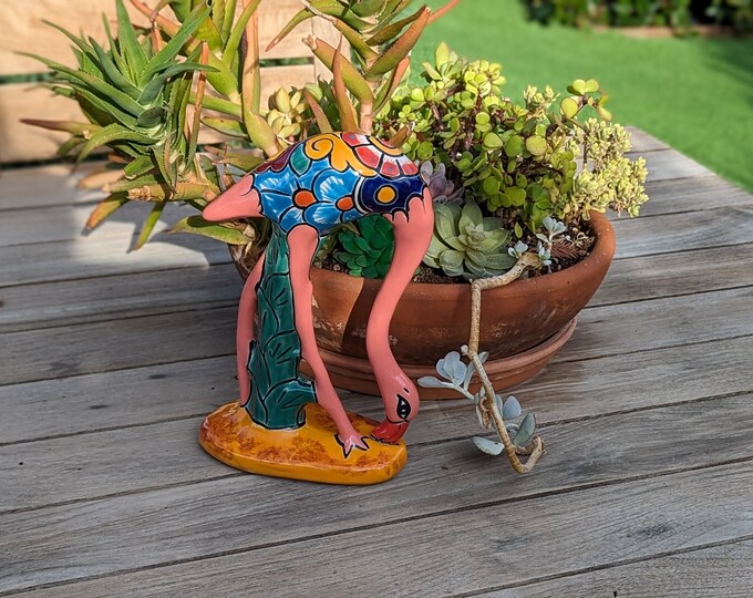 Pink Flamingo Home Decor or Yard Art, Talavera Pottery to Use as Home