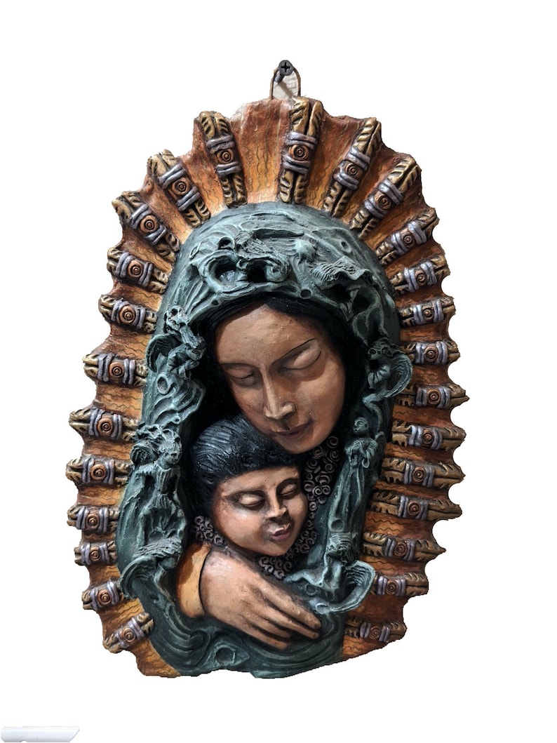 Mother and Child Wall Art Decor Handmade Hand Painted Living image 0