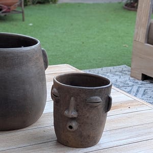 Smoked Big Face Planter & Whistler Flower Pot, Handmade Mexican Pottery of Atzompa Mexico, Home Decor  Indoor Outdoor Decor, Substantial Plant Potby luv2brd.etsy.com