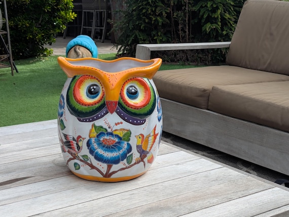Large Owl Planter | 14" Talavera Ceramic Owl Flower Pot | Housewarming Gift  Ships 6-22 - Etsy