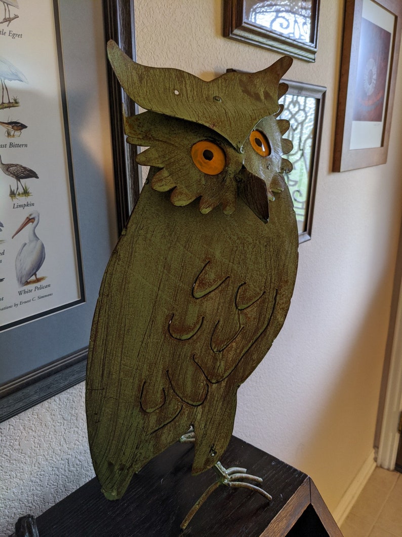 Owl Garden Decor Metal Owl Statue Outdoor Owl Decoration Etsy