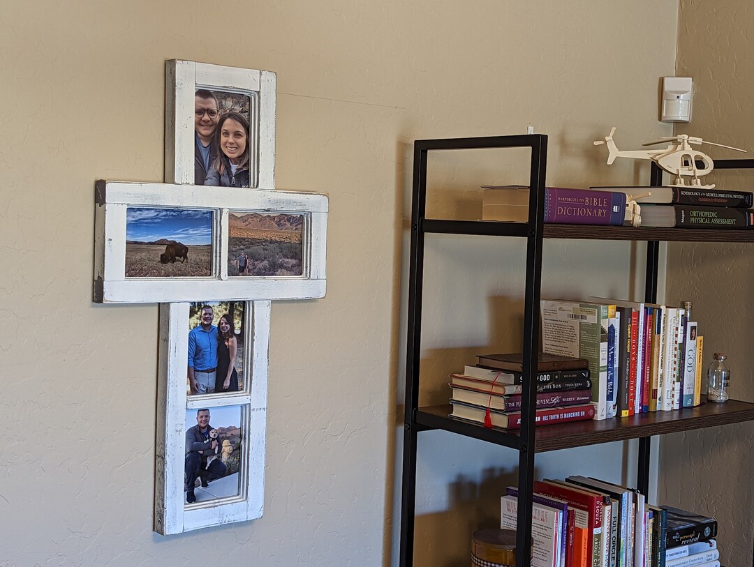 5x7 Picture Frame for Five Photos in Unique Christian Cross Pattern