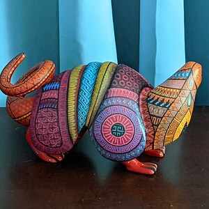 Gordeldier Alebrije Fusion Art Artesania Mexicana, Oaxaca kunst dier houtsnijwerk, Mexicaanse Alebrije cadeau idee, handgemaakte Alebrijes afbeelding 2