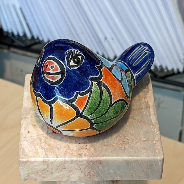 Birdie Home Decor, Talavera Pottery, Bird Statue, Small Bird Decor, Colorful Bird Art