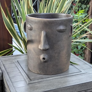 Smoked Big Face Planter & Whistler Flower Pot, Handmade Mexican Pottery of Atzompa Mexico, Home Decor  Indoor Outdoor Decor, Substantial Plant Potby luv2brd.etsy.com