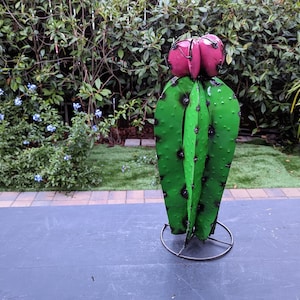 17&quot; Tall Cactus Garden Decor | Cactus Decorations for Your Yard or Home are Hand Painted Lifelike Metal Cactus aka Mexican Yard Art