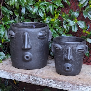 Whistler Planter & Black Flower Pot  |  Handmade Mexican Clay Pottery from Atzompa, Mexico