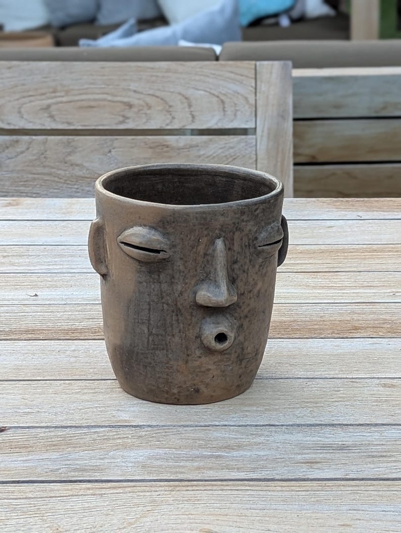 Smoked Big Face Planter & Whistler Flower Pot, Handmade Mexican Pottery of Atzompa Mexico, Home Decor  Indoor Outdoor Decor, Substantial Plant Potby luv2brd.etsy.com