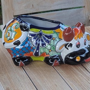 Koeienpot talavera aardewerk | Gebruik een keramische koebloempot voor buiten- of kamerplanten, handgemaakte koeiencadeaus