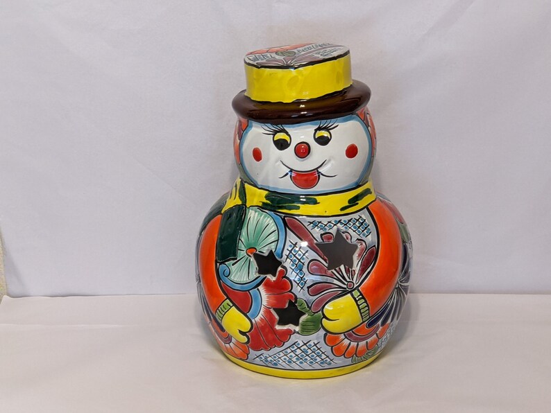 Frosty the Snowman Christmas shops Yard Art, Talavera Pottery, Porch Snowman, Snowman Porch Decor, Snowman Yard Art, , Handmade In Mexico