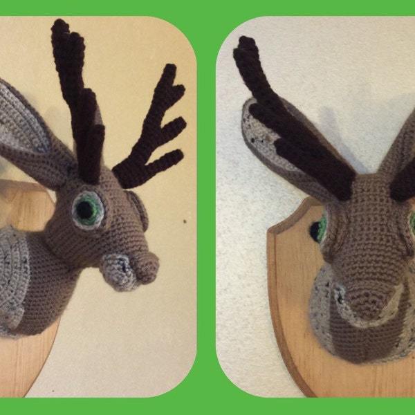 Jackalope Crocheted Faux Taxidermy