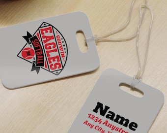 Custom Softball Luggage Tag – Personalized Team Bag Tag with Logo, Name & Address | Durable ID Tag with Clear Loop | Sports Travel Gear
