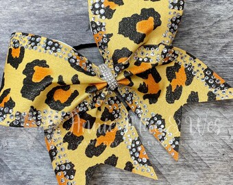 Leopard Print Cheer Bow