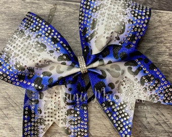 Leopard Print Cheer Bow - Your choice of color