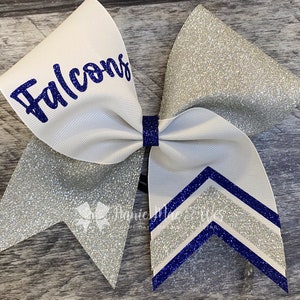 Cheer bow - White with your choice of 2 glitter colors