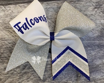 Cheer bow - White with your choice of 2 glitter colors