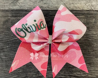 Camo cheer bow - battle cheer bow - camo cheer bows - camoflauge cheer bow - battle ready cheer bow - yellow and black