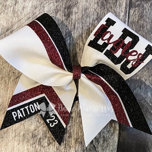 Cheer bow - White cheer bow with your choice of 2 glitter colors