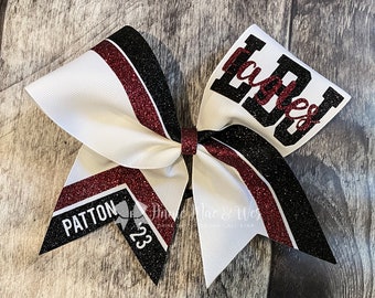 Cheer bow - White cheer bow with your choice of 2 glitter colors