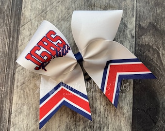 Sideline Cheer Bow - Varsity Cheer Bow - Varsity Cheer Bows - White Cheer Bow - White Cheer Bow - Maroon and Yellow Gold