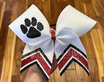 Ready to Ship Black and Red Paw Print Bow
