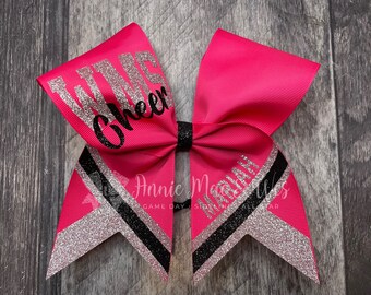 Cheer bow - Your choice of ribbon and 1 glitter color - White is default second glitter color