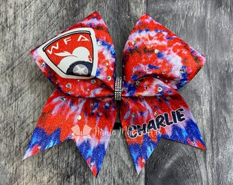 Tie Dye Cheer Bow with rhinestones